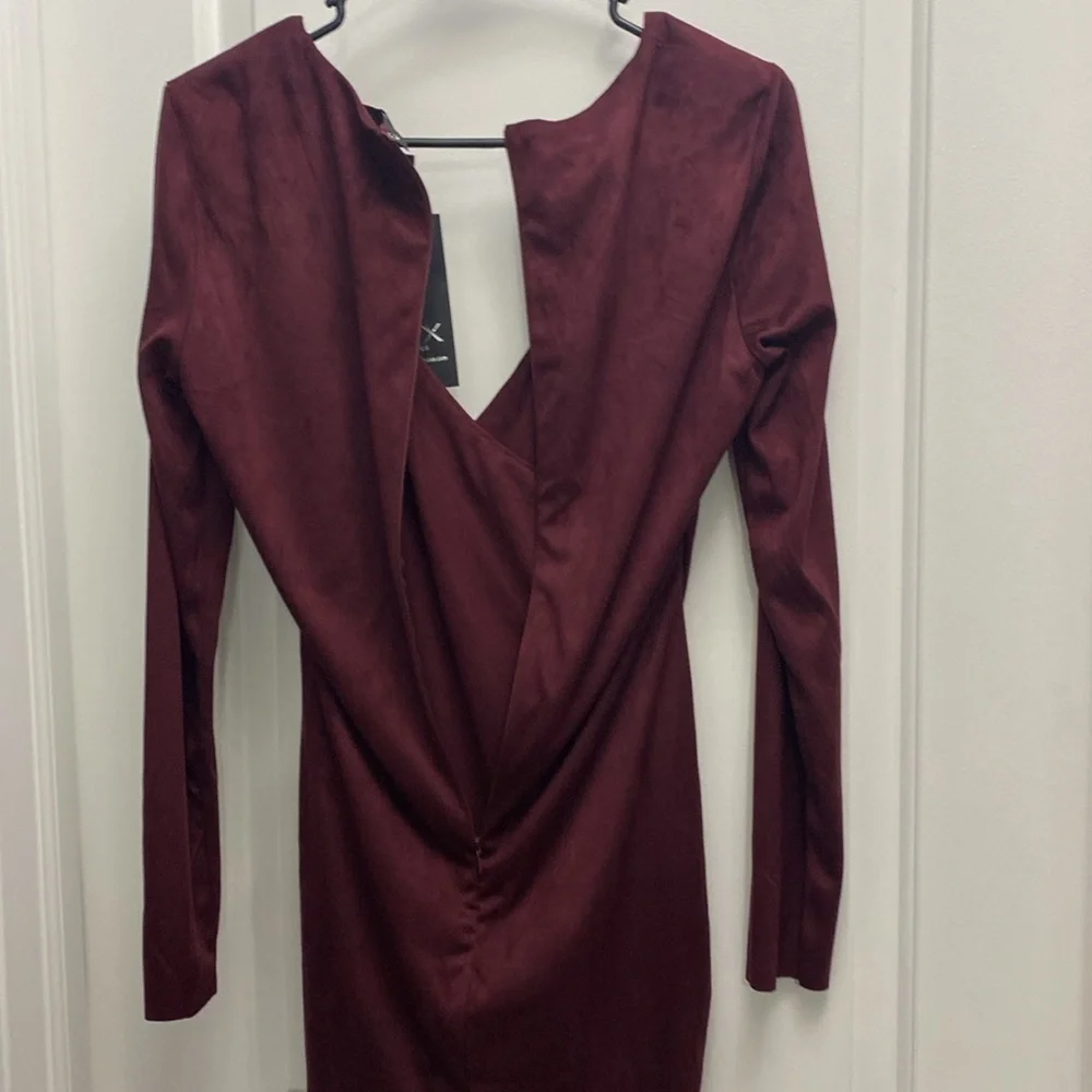 NWT AX Paris Plum Ruched Side Wrap Top Midi Dress Sexy Size 8